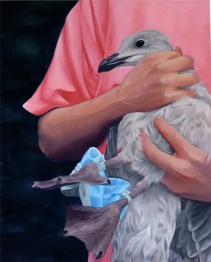 Covid-19 Vesiliukoinen öljyväri mdf-pohjalle. 50x60cm, 2022