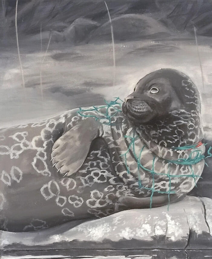 Norppa Akryylimaali kankaalle, 50x61cm. 2021.